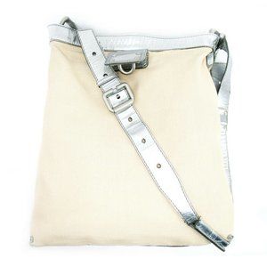 Authentic Chloe Shoulder Bag Beige Canvas x Leather